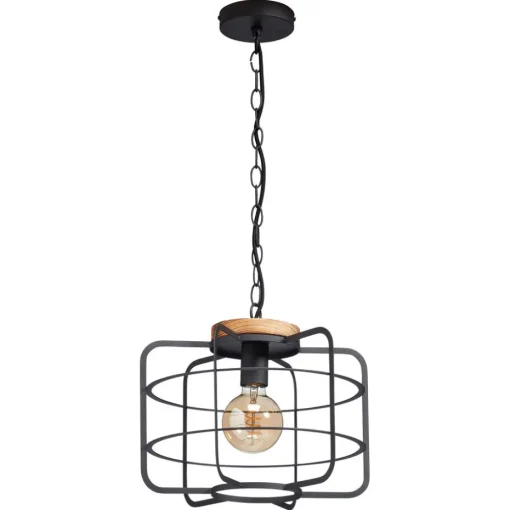 Hanglamp Wood 1-Lichts Zwart