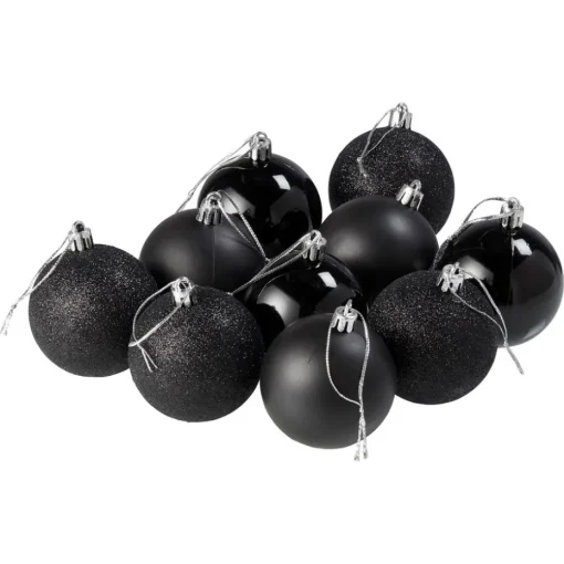 Kerstbal Zwart 10 Stuks