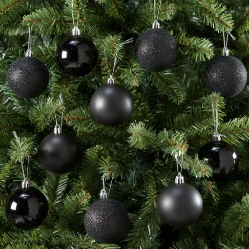 Kerstbal Zwart 10 Stuks