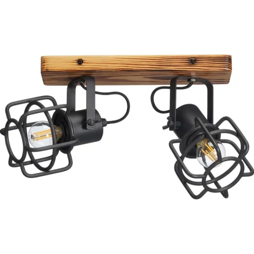 Spot Wood 2-Lichts Zwart